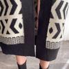 Women's Sweaters Mid-length V-neck Diamond Pattern Knitted Cardigans Autumn Winter Loose Wool Knit Coats Lady Outerwear
