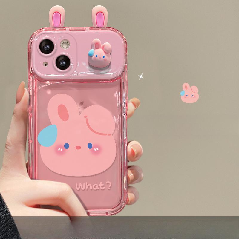 Applicable To Apple 15promax Mobile Phone Case IPhone 14/13 Rabbit Doll Pendant Xr/xs Flip Mirror 12