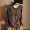 Fashion Personality Splicing Casual T-Shirt Woman Autumn Casual O-Neck Solid Color Loose T-Shirt