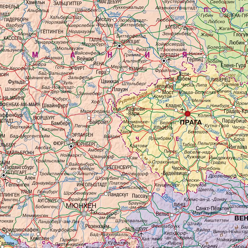 Немецкая карта Карта города На русском языке Карта Картина на холсте Настенное искусство Постер Украшение дома