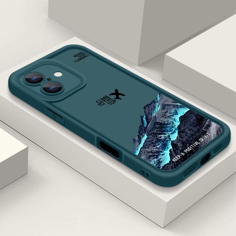 Противоударный чехол с рисунком самолета и гор для iPhone 16 Pro Max 15 Plus 14 Pro 13 12 11 XS XR 8 7 TPU мягкий матовый силиконовый чехол для телефона