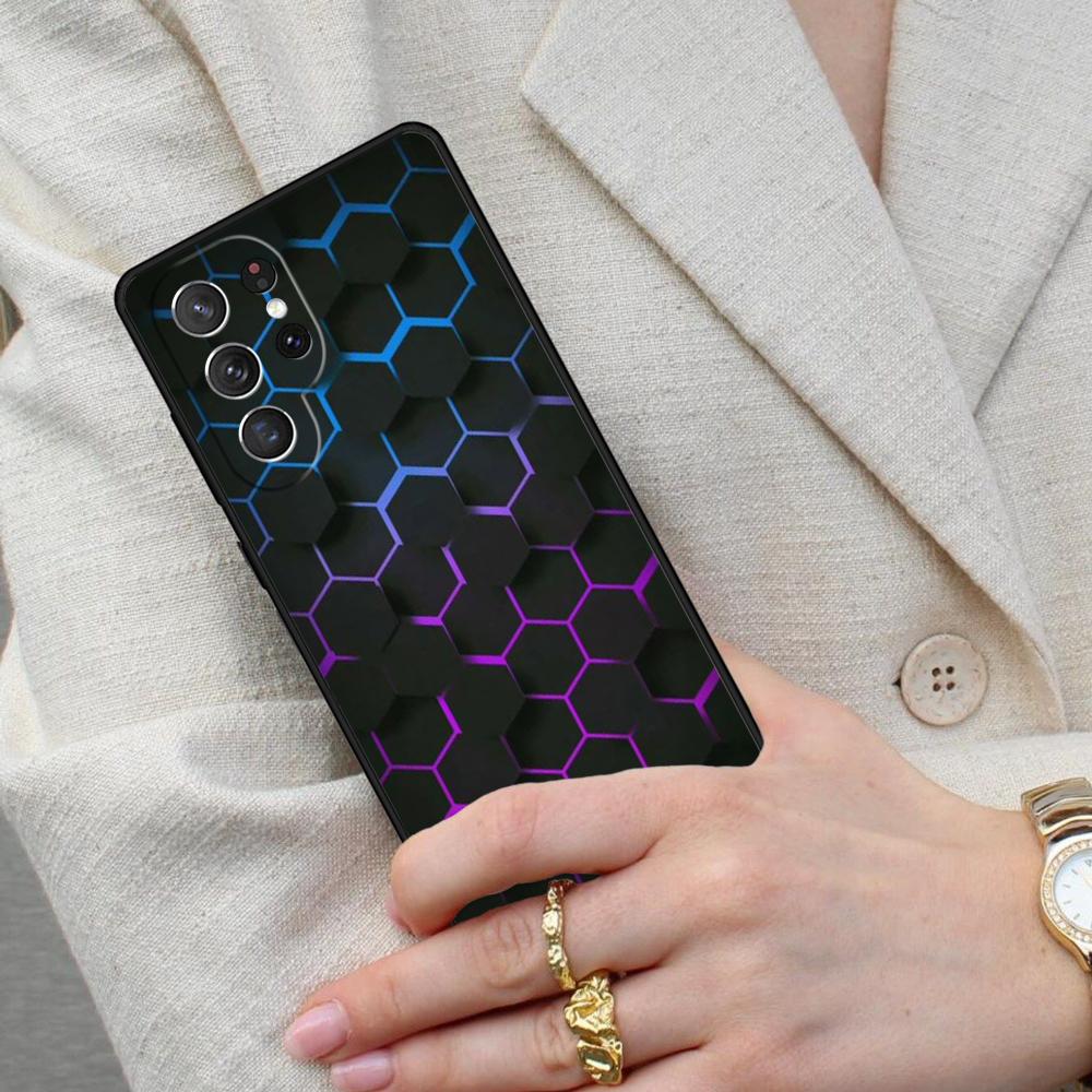 3D Шестиугольные Световые Чехол для Телефона Samsung Galaxy S26 Ultra S25 S24 S23 S22 S21 S20 Note10