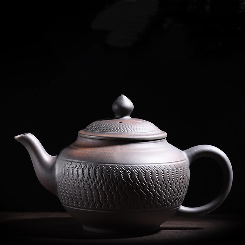 Фиолетовый керамический чайник, керамический чайник для кунг-фу, чайный сервиз, нож для прыжков, горшок для резьбы, одиночный горшок ручной работы