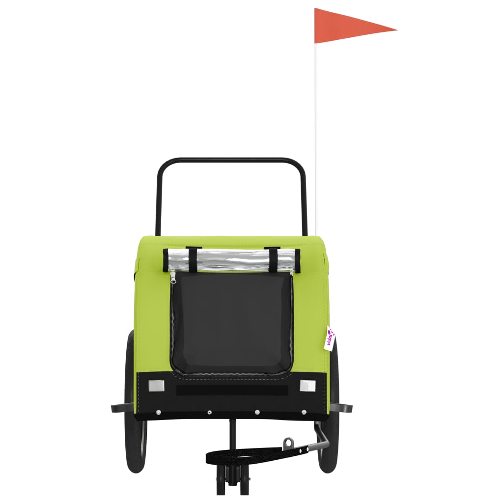 Bicycle Trailer for Dogs Green and Black Oxford Fabric & Iron