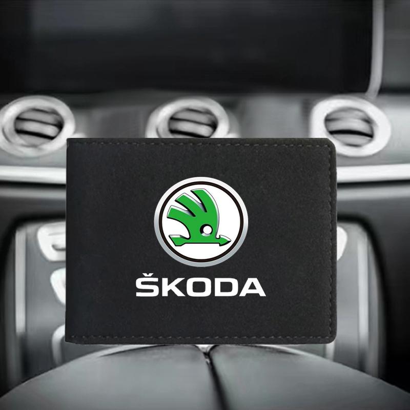 PU Leather Credit Card Case Car Driving Documents Protective Case For Skoda Octavia MK2 MK3 2 3 A7 Fabia Karoq Kodiaq Superb Rapid Kamiq