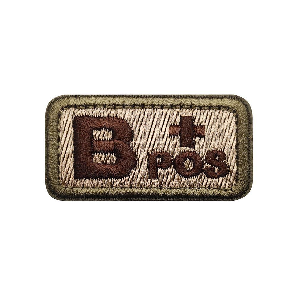 Embroidered Tactical Blood Type Velcro Badges: A, B, AB, O, +POS, -NEG - Military and Outdoor Identification.