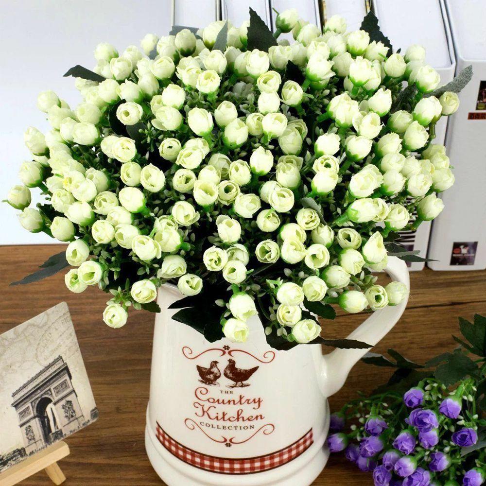 DIY Craft Handmade Home Decor Wedding Decoration Bridal Bouquet Artificial Flowers Small Bud Rose