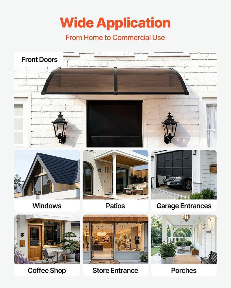 Awnings for Door Entrance, 38 x 78 in, Exterior Front Door Window Awnings with Drainage & Metal Bracket, Rain Snow Sun Protection, Overhang