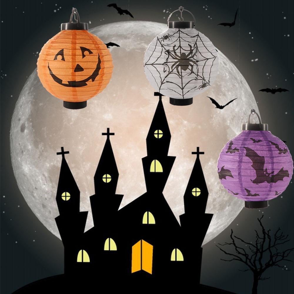 DIY Folding Paper Lanterns With Handle Halloween Pumpkin Lantern Halloween Lantern Party Pendants
