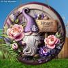 Adorable Gnome Wooden Sign with Sweet Home - Rustic Decorative Plaque with Lavender & Flowers Design - Ideal Home Hanging Ornament Decor