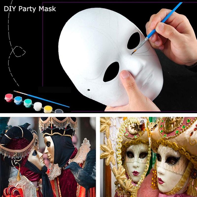 5 шт. DIY Маски для лица из папье-маше, белые, для раскрашивания, для маскарада, косплея, Хэллоуина, Марди Гра, реквизит для вечеринки
