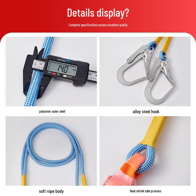 Safety Extension Rope with Hooks for High-Altitude Outdoor Work