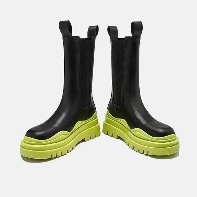 Зимние коричневые женские ботинки на толстой подошве с высоким голенищем из шерсти женские туфли на платформе ботинки челси короткие ботинки на высоком каблуке женские