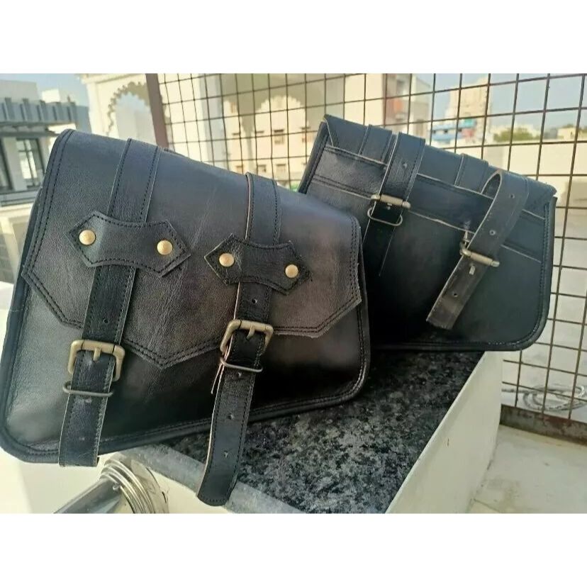 Комбинированная черная винтажная кожаная 3-седельная сумка для мотоцикла, боковая сумка для инструментов