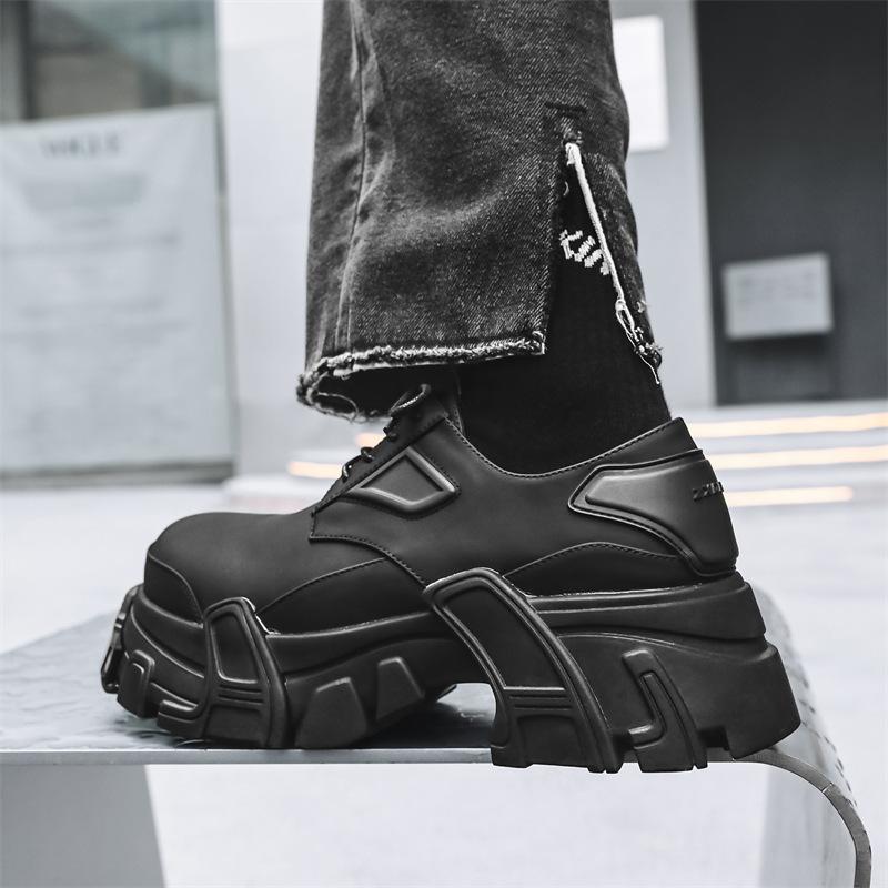 Новые туфли Дерби мужские высокого класса, черные, на платформе, с завышенной талией, кожаные туфли для улицы 20241-J