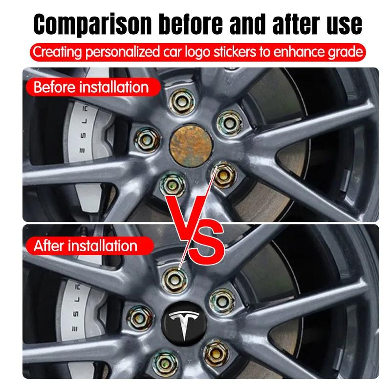 GEWT6 4pcs 56mm Tesla Hub Cap Center Cap Logo High Quality Sticker for Tesla Model 3 Y S X Personalized Car Sticker Car Accessories