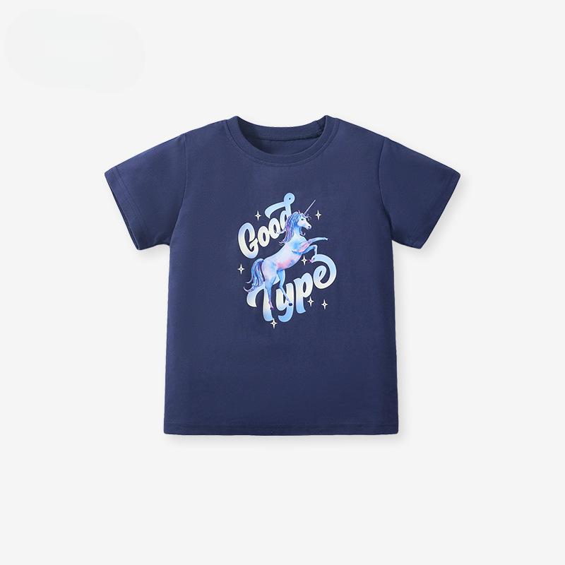 Футболка для девочек с рисунком из мультфильмов, летняя одежда с короткими рукавами, детский хлопковый топ, футболка из чистого хлопка