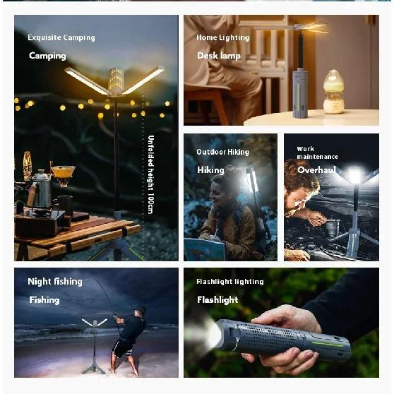 1000 LM Retractable Camping Lamp Portable 8000mAH Rechargeable Work Light Hiking Fishing Flashlight Outdoor Emergency Lanterns