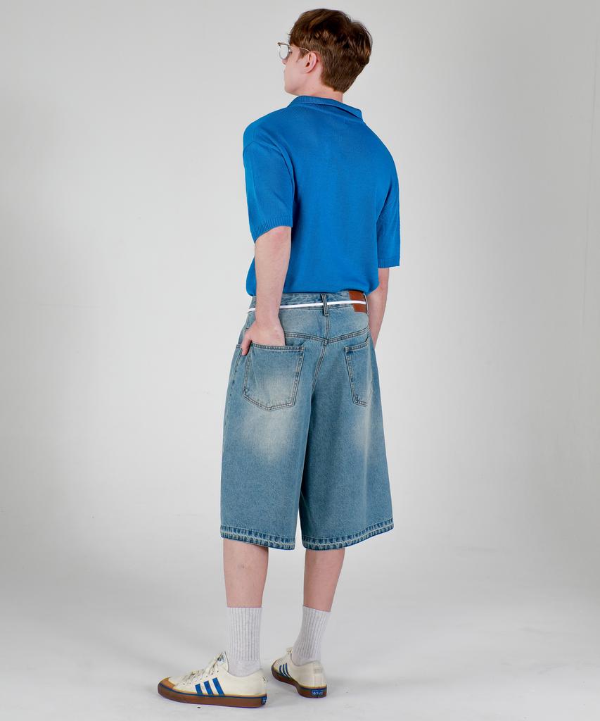 ESN Over-Wide Bermuda Denim Shorts Medium Blue