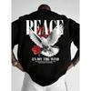 Футболка Peace Pigeon Rose для мужчин и женщин, унисекс, хлопковая, люксовый бренд, рэп, большой размер, короткий рукав, уличная, классическая, с принтом сзади