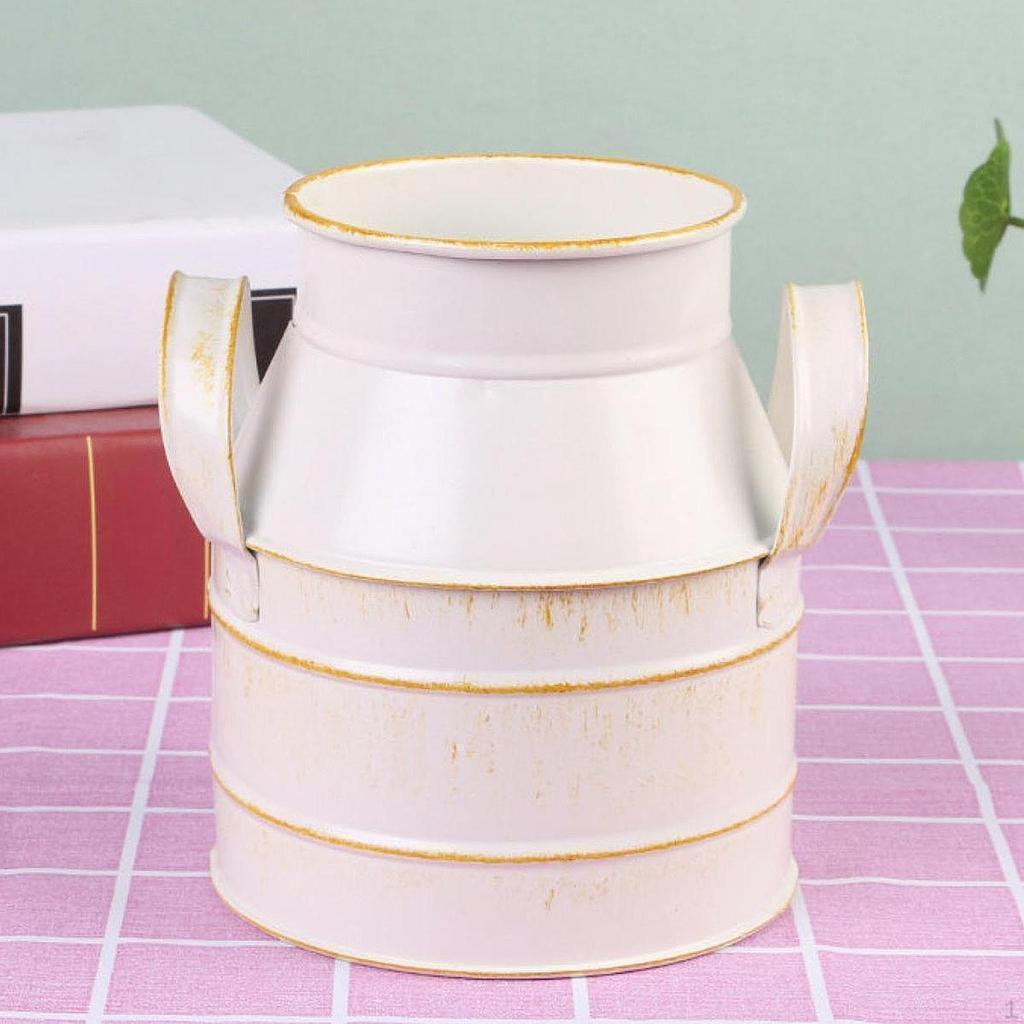 Floral Bucket Flower Vase Iron Planter Milk Can Jug for Patio Home Table Centerpieces