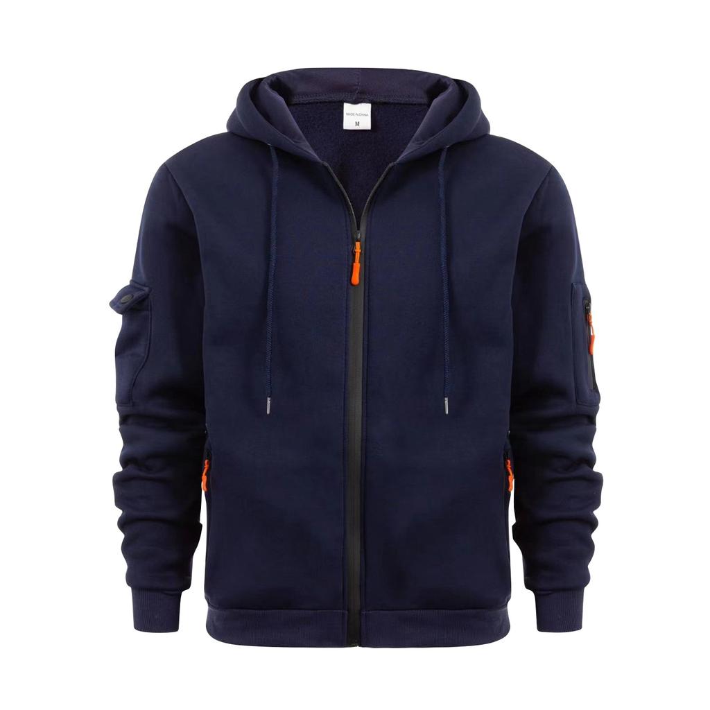 Мужская толстовка с капюшоном на молнии, карманный кардиган, мужская спортивная повседневная толстовка большого размера