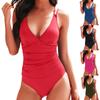 2025 New Solid Color One-piece Swimsuit Bean Swimsuit Europe and The United States Back One-piece Swimsuit Woman