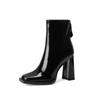 Fashion Female Shoes 2024 High Quality Ankle Women's Boots Elegant Modern Boots Women Sewing Square Toe High Heels Back Zip Shoes Women
