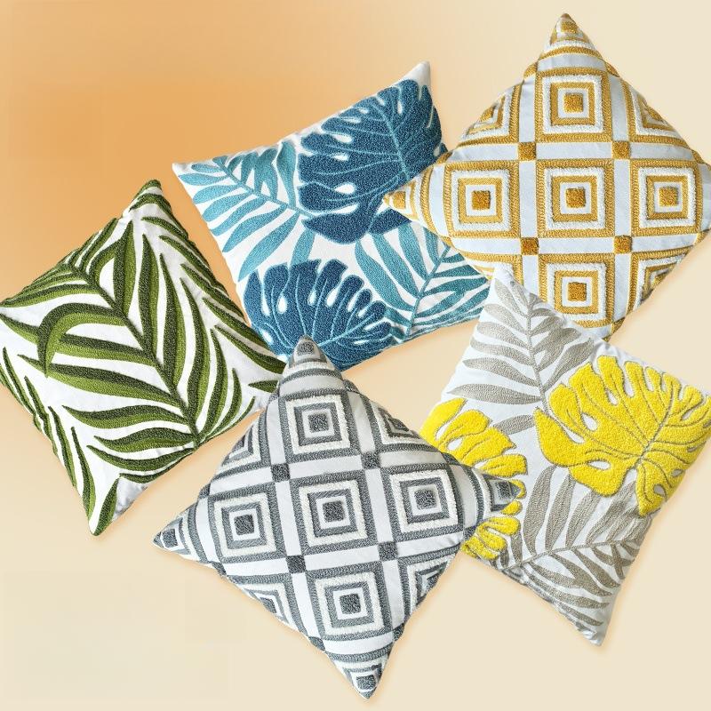 WTEMPO Зеленый лист Подсолнух Гостиная Диван Вышивка Подушка Наволочка