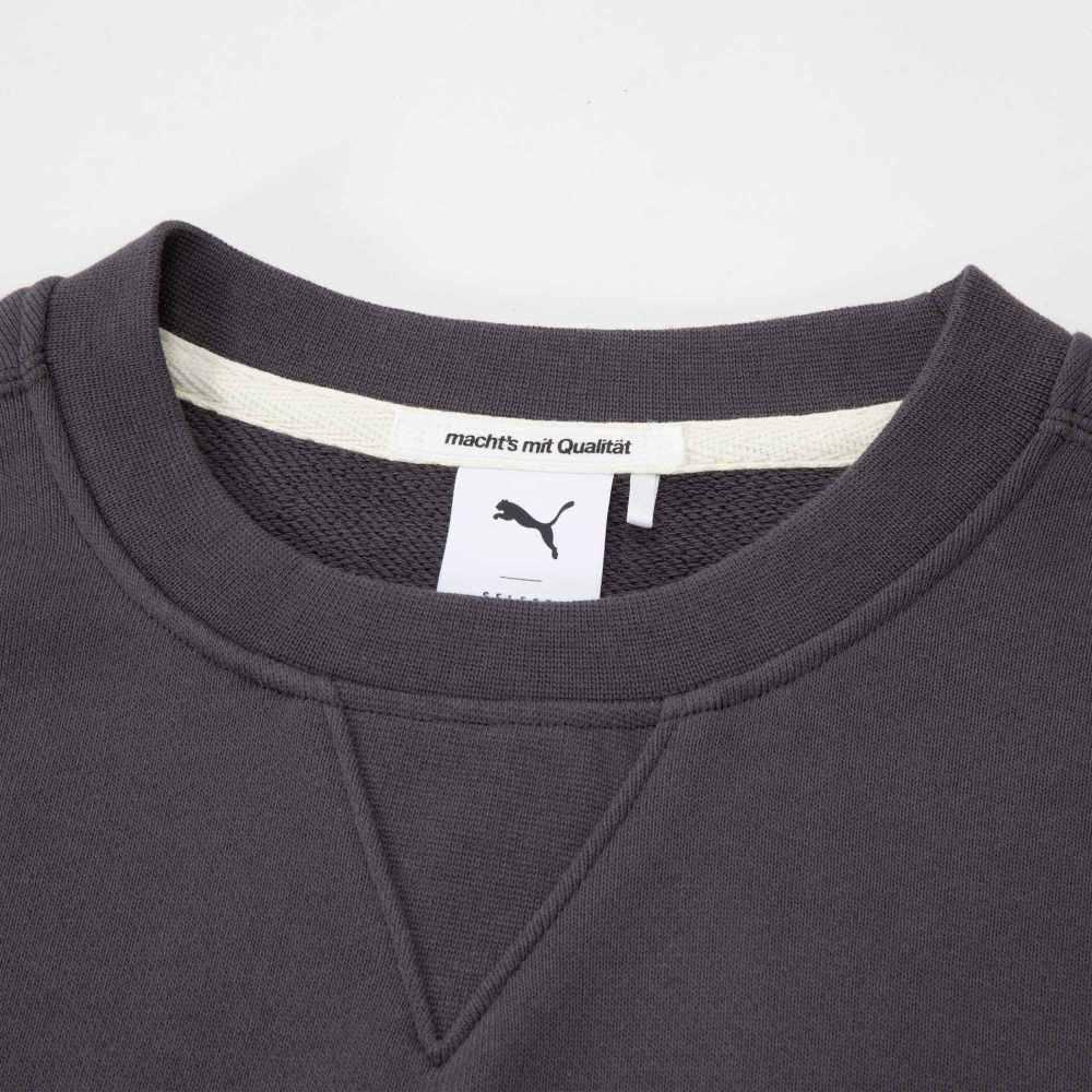 Puma Mmq Crew Sweatshirt Solid Color Casual Loose Long Sleeve Unisex Sweatshirt Charcoal 623052-13