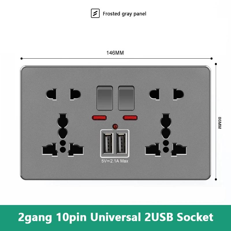 Великобритания 13A с USB Type-c 18W быстрая зарядка настенная силовая розетка вилка, Универсальный настенный выключатель света двойной USB электрическая розетка AC110-250V