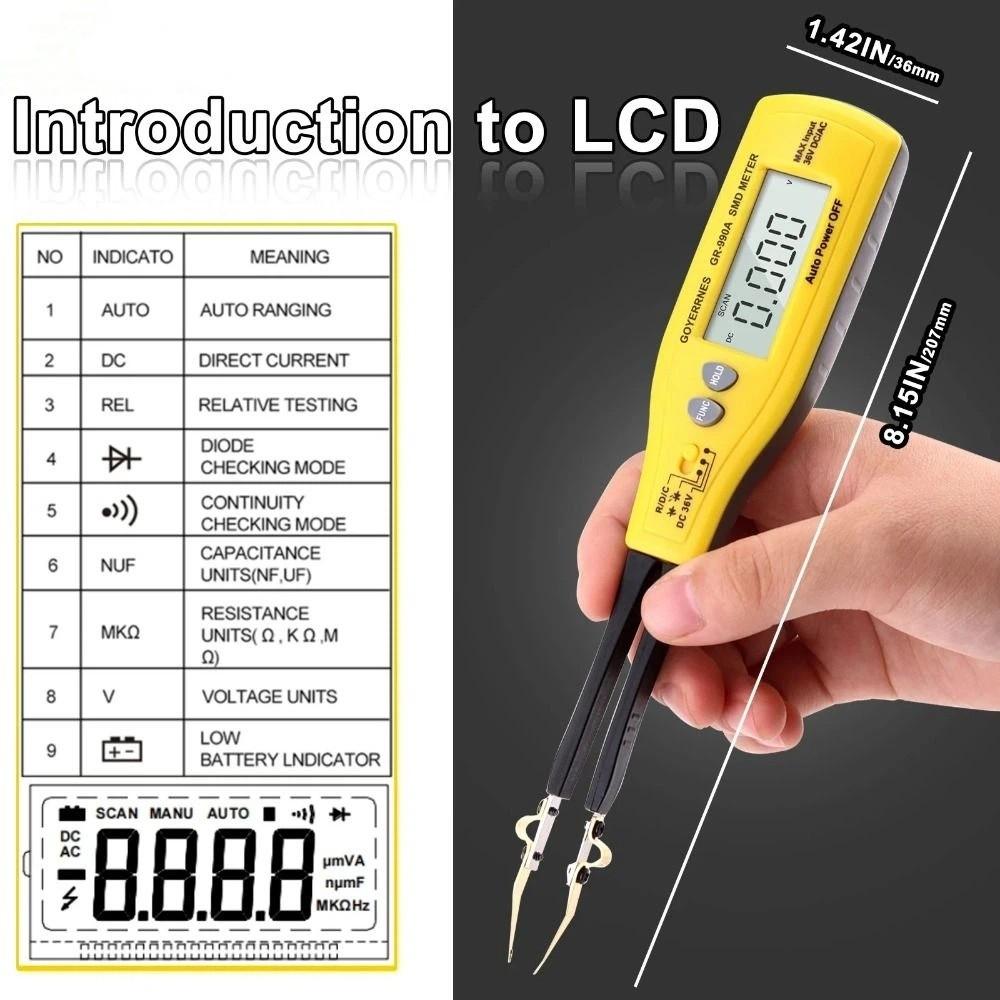 Easy-To-Read Display SMD Component Tester Digital Capacitance Meter Electronics Enthusiasts
