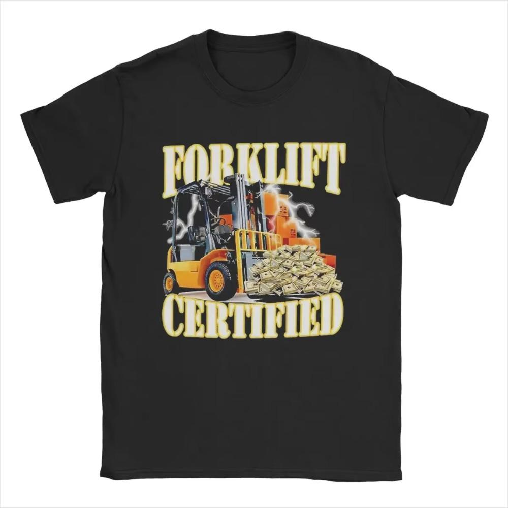 Мужские футболки с сертификатом оператора погрузчика для отдыха, 100% хлопок, футболки с коротким рукавом, одежда с круглым вырезом, идея для подарка