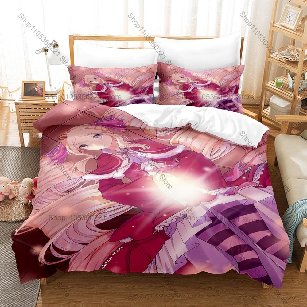 Cute Beatrice Re:ZERO Kpop Bedding Set 3D Printed Duvet Cover Set Single Twin Full Queen King Size Bed Linen For Fans Gift