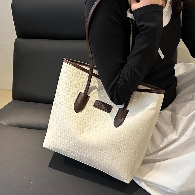 Новая летняя модная сумка-тоут большой емкости, контрастная повседневная сумка через плечо, универсальная сумка для покупок