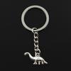 Fashion 30mm Key Ring Metal Key Chain Keychain Jewelry Antique Bronze Silver Color Plated Dinosaur Brontosaurus 27x12mm Pendant