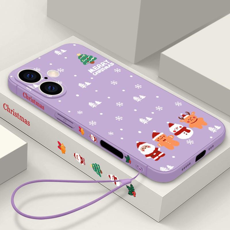 Матовый чехол-шнурок с рождественским узором для iPhone 16 Pro 15 14 Plus 13 12 Mini 11 Pro Max Xr Xs 7 8 Se мягкий тонкий чехол из ТПУ