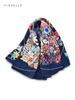 Dark Blue Flowers 100% Natural Silk Scarf Head Band Luxury Gift Women Wrap Bandana Hijab Shawl 90cm Neckerchief