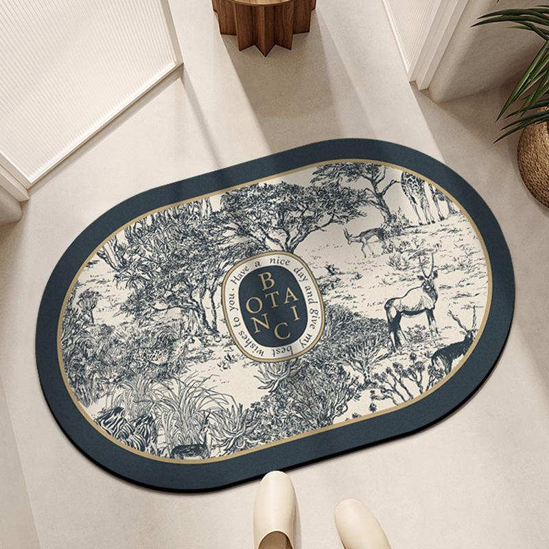 Овальный коврик для ванной комнаты, напольный, из диатомитовой грязи, нескользящий, влагопоглощающий, коврик для двери в туалет, коврик для туалета, быстросохнущий