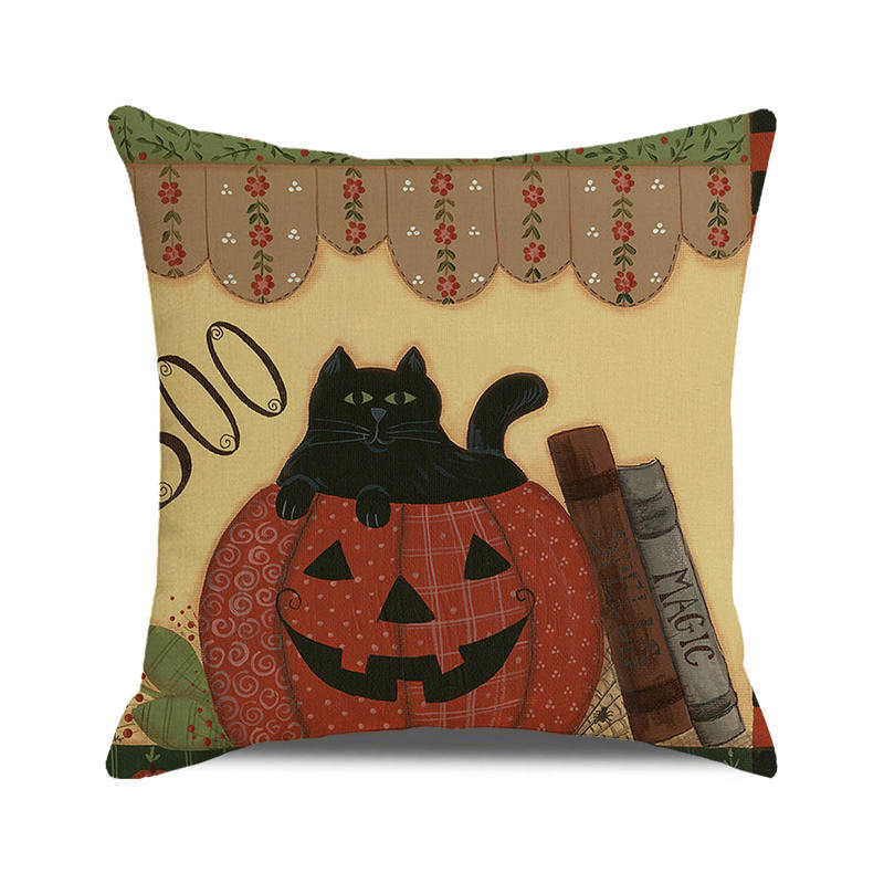 Halloween Horror Pumpkin Print Pattern Cushion Cover Home Living Room Sofa Decoration Throw Pillow Cover 45x45cm