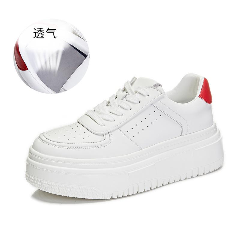 Foam Sole Leather Little White Shoes Women's 2025 Spring New Muffin Baseplate Shoes Platform Soft Leather Single Shoes Sports Women's Shoes