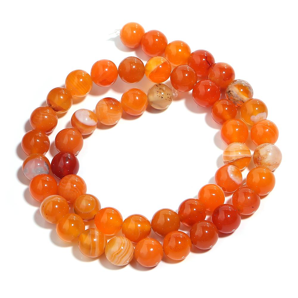 1 String Round Orange Stripe Crystal Agate Natural Stone Beads Loose Spacer Beads For Jewelry Making DIY Bracelet Necklace Ring