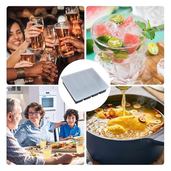 Силиконовый лоток для льда с 4 отделениями, пищевой, легко вынимаемый, без BPA, летний холодильник, длинная ледяная полоска, пресс-форма для масла, кухонные принадлежности