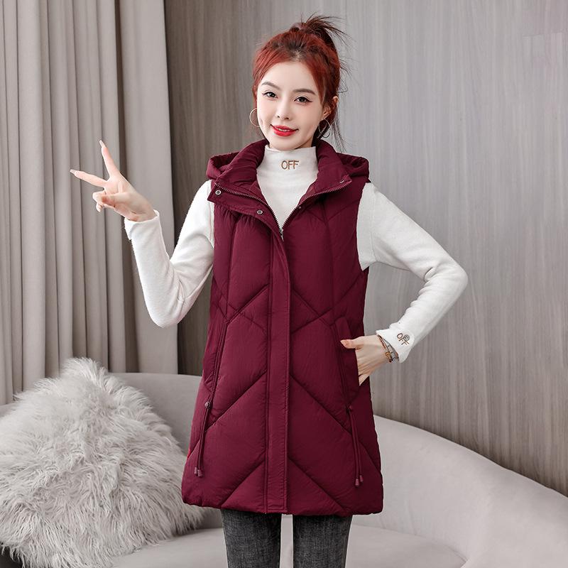 Осенне-зимний пуховый хлопковый жилет женский длиной до колена свободный жилет большого размера верхняя одежда жилет куртка