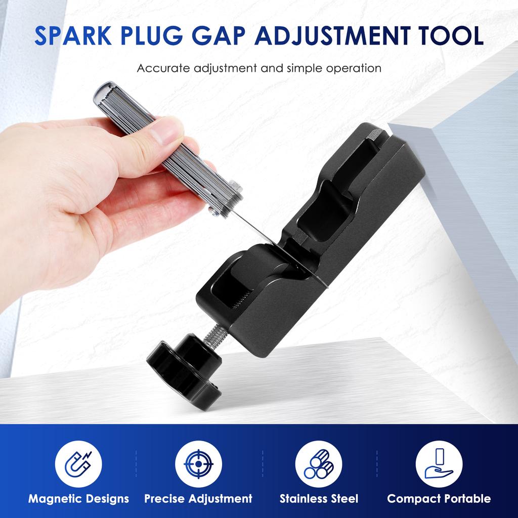 Инструмент для измерения зазора свечей зажигания, универсальный, регулируемый зазор свечей зажигания, компрессия электродов 10 мм, 12 мм, 14 мм, 16 мм, комплект для измерения мощности с щупом