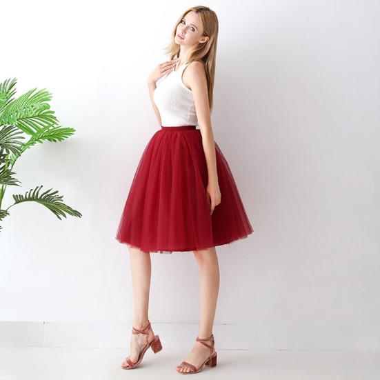 Женская тюлевая юбка с высокой талией, однотонная юбка, легкая яркая стильная юбка-пачка на лето