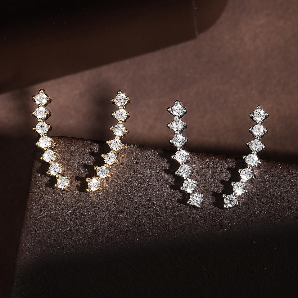 ZAKOL Fashion Round Shiny Zircon Ear Climbing Earrings for Women Long Dipper Ear Climber Ear Cuff Earring Wedding Zircon