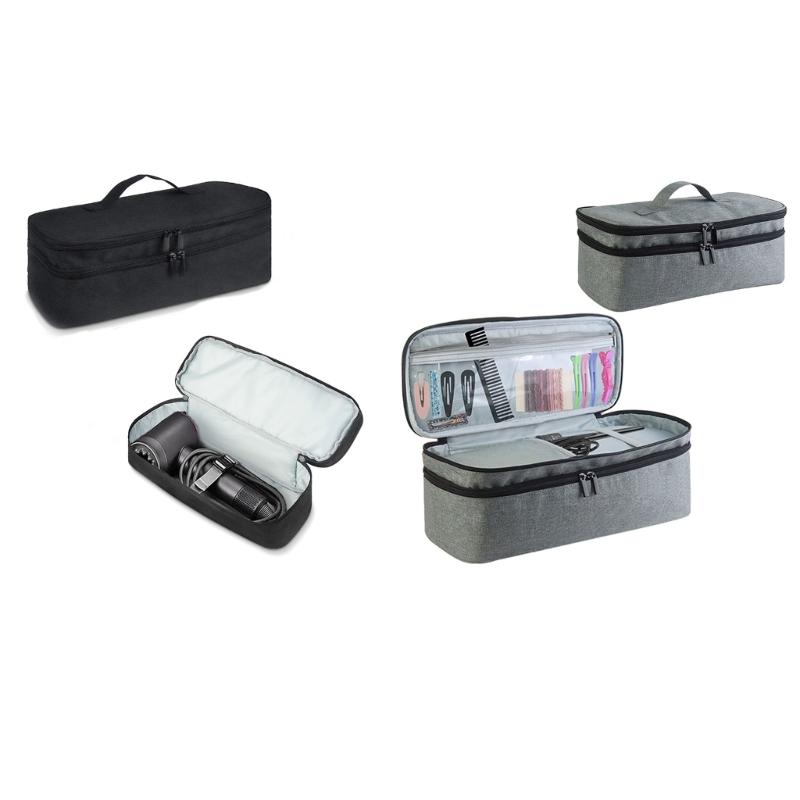 Double-layer Hair Dryer Carrying Case Portable Travel Storage Bag Universal Zipper Organizer Bag for Hair Curler Tools