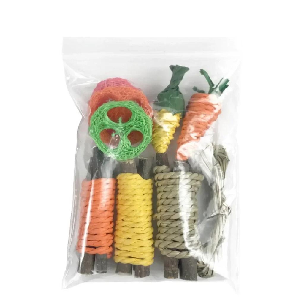 Engaging Dental Chew Toys for Rabbits, Guinea Pigs, and Cats - Fun & Healthy Snack Set