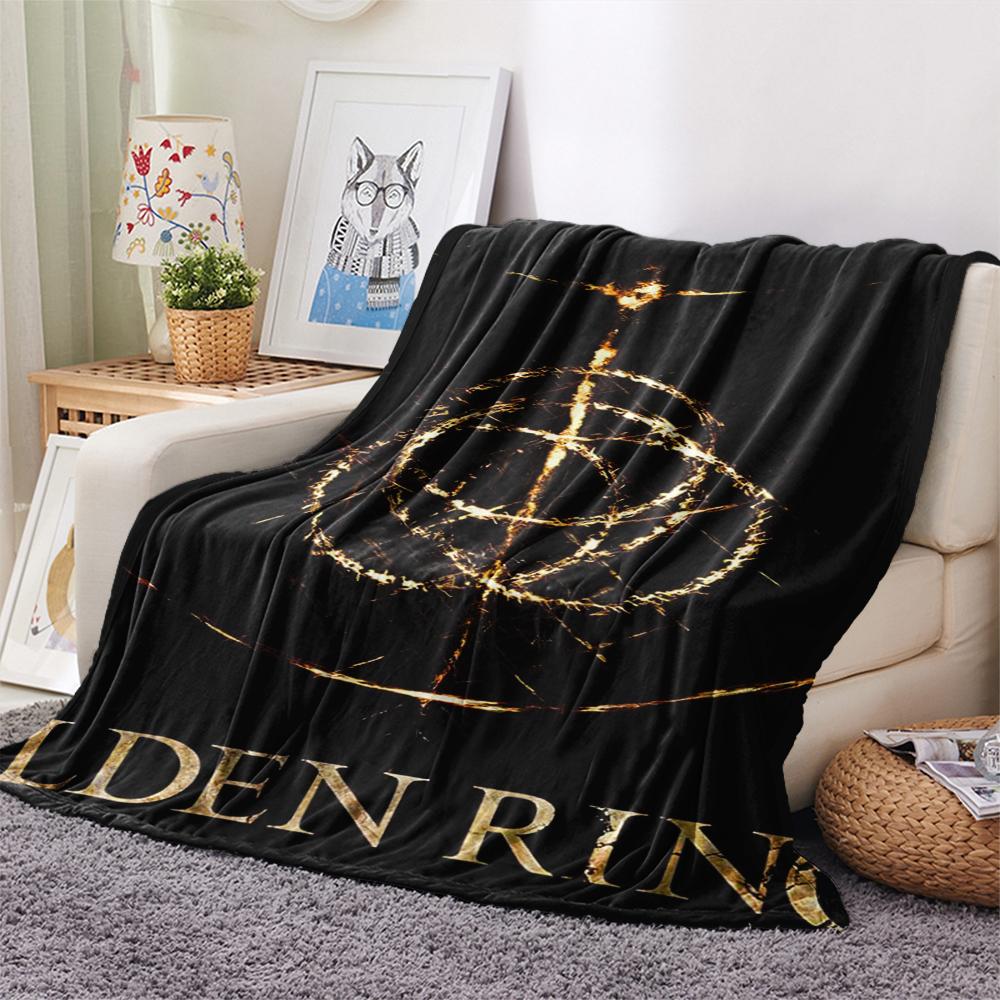1Pc Elden Ring Print Flannel Blanket, High quality Comfortable for All Seasons, Home Decor, Warmth and Comfort, Perfect for Christmas Gifts